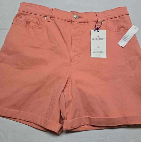 Gloria Vanderbilt Amanda Shorts Women's Size 14 Peach Orchard NWT - Picture 1 of 4